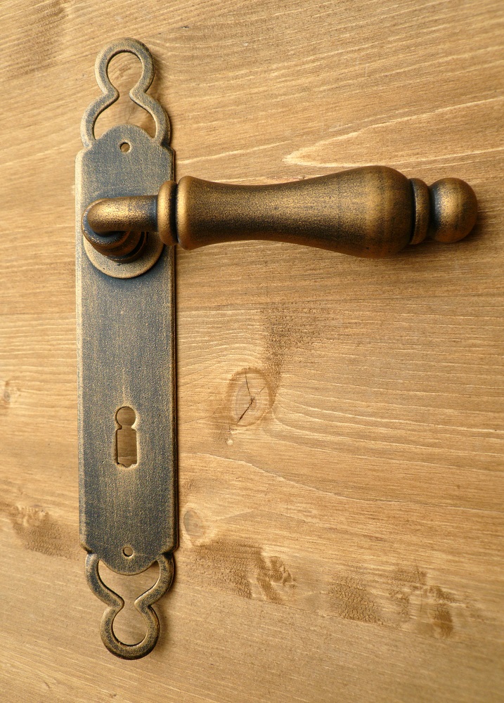 Berlin Galbusera Door Handle on Wrought Iron Plate