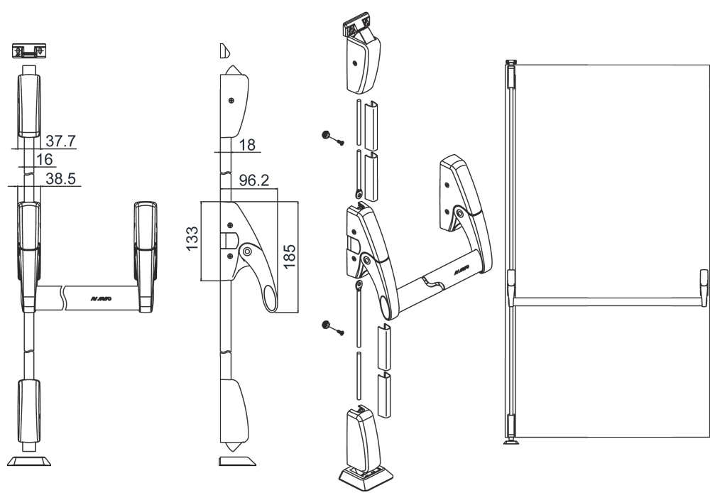 Juvarra Windowo Panic Bar Handle