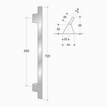 200.IT.001 pba Handle in stainless steel AISI 316 L types