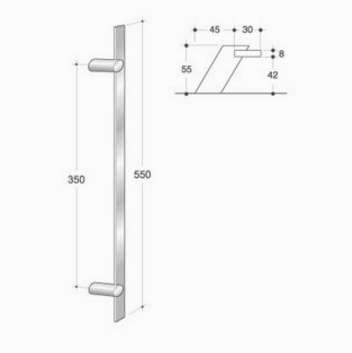 200.IT.031 pba Pull handle in stainless steel 316L