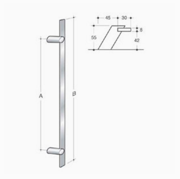 200.IT.031 pba Pull handle in stainless steel 316L