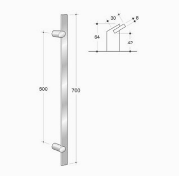 200.IT.041 pba Pull handle in stainless steel 316L