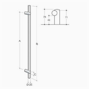 200.IT.051 pba Pull handle in stainless steel 316L