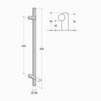 200_IT_061 pba Pull handle in stainless steel 316L
