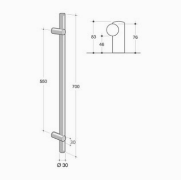 200_IT_061 pba Pull handle in stainless steel 316L