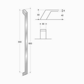 200.IT.071 pba Pull handle in stainless steel 316L dimensions