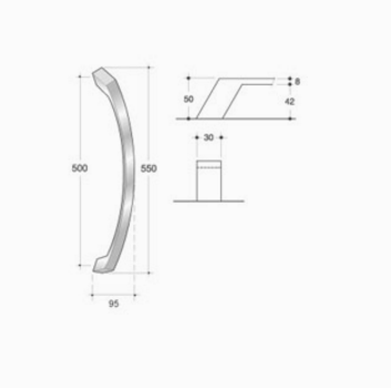 200.IT.082 pba Pull handle in stainless steel 316L variants
