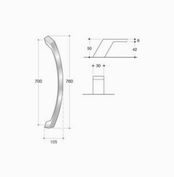 200.IT.082 pba Pull handle in stainless steel 316L variants