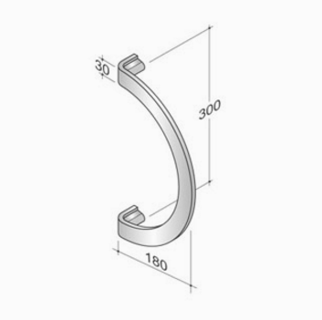 200P-041 pba Pull handle in stainless steel 316L