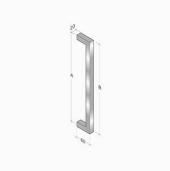 200Q_001 pba Pull handle in AISI 316L Stainless Steel with Square Profile