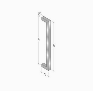 200Q_001 pba Pull handle in AISI 316L Stainless Steel with Square Profile