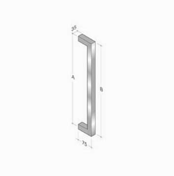 200Q_001 pba Pull handle in AISI 316L Stainless Steel with Square Profile