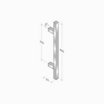 200Q-101 pba Pull Handle in Stainless Steel AISI 316L with Square Profile
