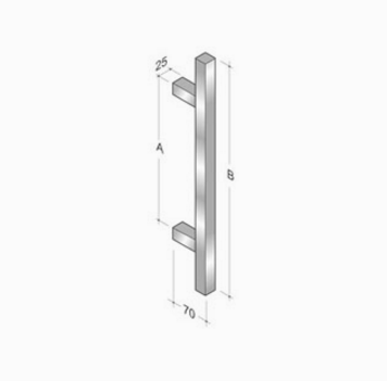 200Q-101 pba Pull Handle in Stainless Steel AISI 316L with Square Profile
