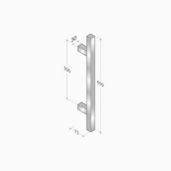 200Q-101 pba Pull Handle in Stainless Steel AISI 316L with Square Profile
