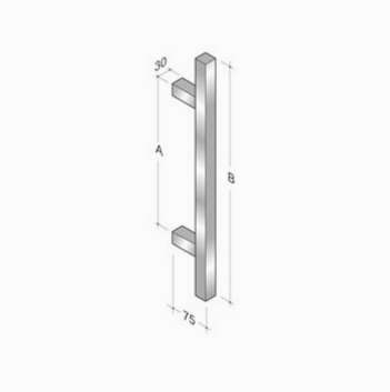 200Q-101 pba Pull Handle in Stainless Steel AISI 316L with Square Profile