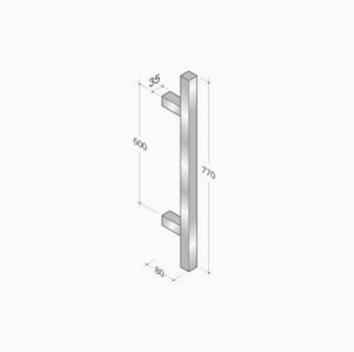 200Q-101 pba Pull Handle in Stainless Steel AISI 316L with Square Profile