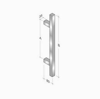 200Q-101 pba Pull Handle in Stainless Steel AISI 316L with Square Profile