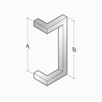 2CQ.200 pba Pull Handle in Stainless Steel AISI 316L with Square Profile