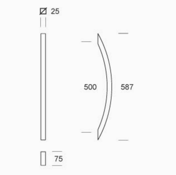 2CQ.061.0050 pba Handle in stainless steel AISI 316L with Square Profile