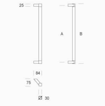 2CQ.621.065I pba Handle in stainless steel AISI 316L with Square Profile