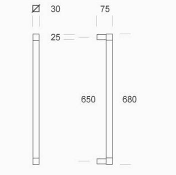 2CQ.621.065I pba Handle in stainless steel AISI 316L with Square Profile