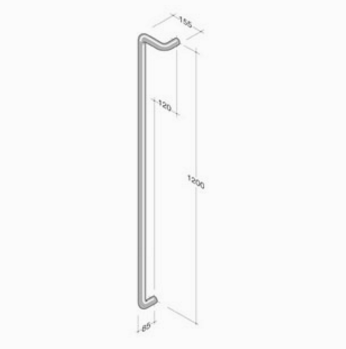 254 pba Pull Handle in Stainless Steel AISI 316L