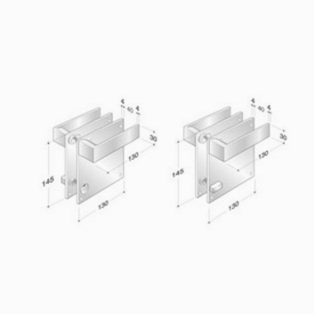 Pair of handles pba 2001.IT.PLA in stainless steel AISI 316L