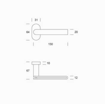pba 2MM.015.00T8 Pair of Lever Handles in Stainless Steel AISI 316L