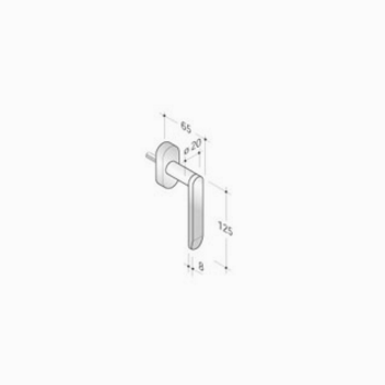 pba 2020DK Window Handle in Stainless Steel AISI 316L