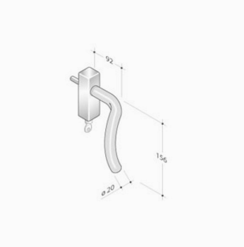 pba 2026DK Window Handle in Stainless Steel AISI 316L