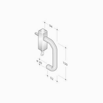 pba 2029DK Window Handle in Stainless Steel AISI 316L