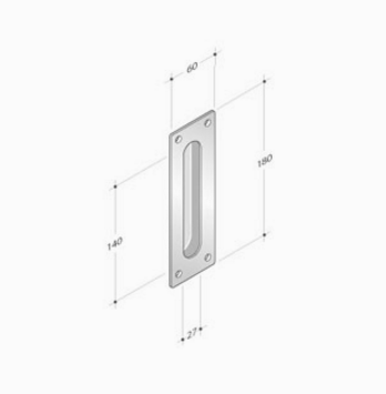 pba 2301 Handle in Stainless Steel AISI 316L for Sliding Door