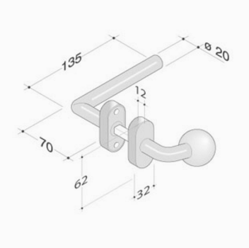 pba Knob-Handle in Stainless Steel AISI 316L