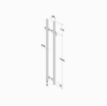 pba 200C Pull handle in AISI 316L stainless steel with built-in lock