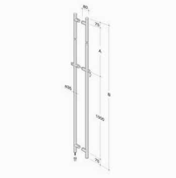 pba 200C Pull handle in AISI 316L stainless steel with built-in lock