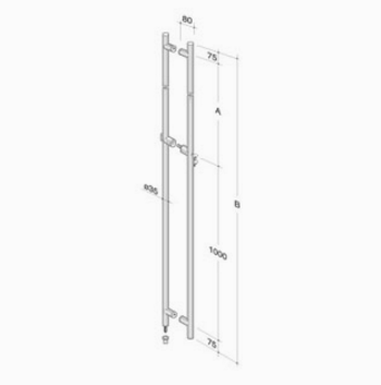 pba 200C-YE Pull Handle with Lock in Stainless Steel AISI 316L