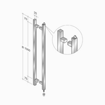 pba 200CV AISI 316L Stainless Steel Pull Handle with Built-in Lock