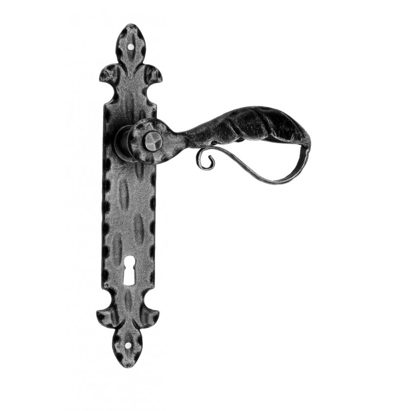 1039 Galbusera Door Handle with Plate Artistic Wrought Iron