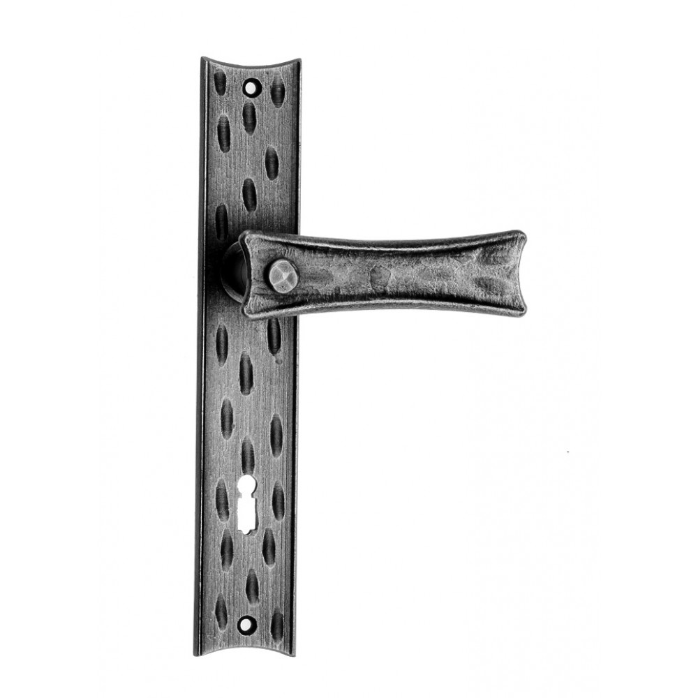 1040 Galbusera Door Handle with Plate Artistic Wrought Iron