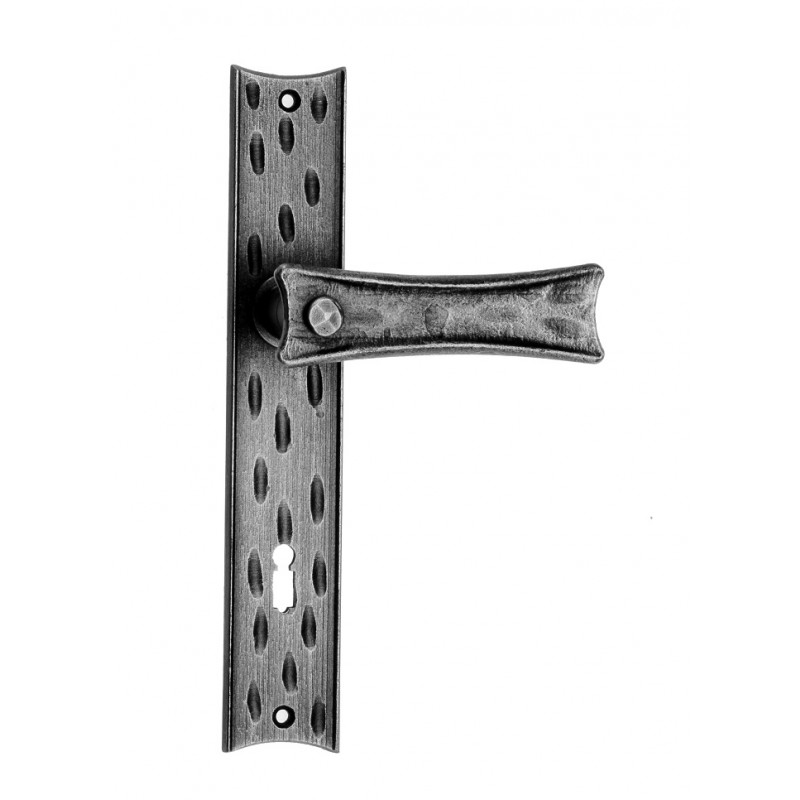 1040 Galbusera Door Handle with Plate Artistic Wrought Iron