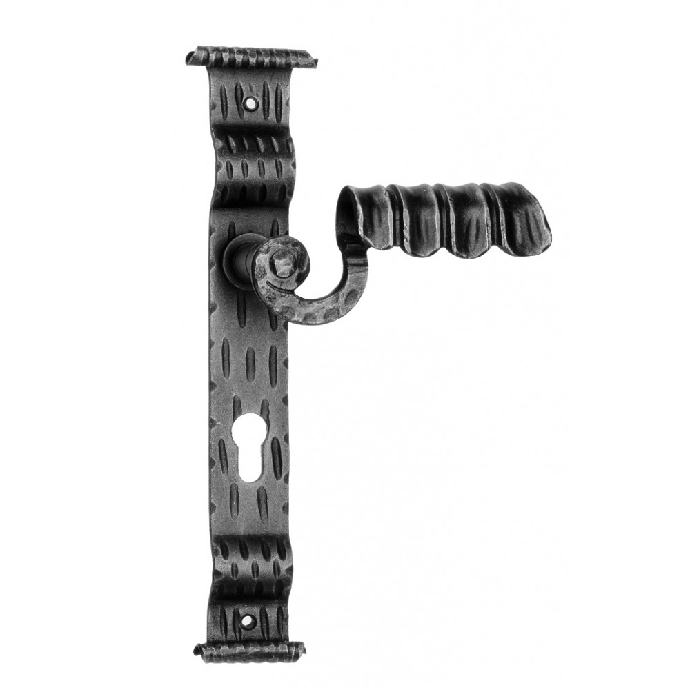 1072 Galbusera Door Handle with Plate Artistic Wrought Iron