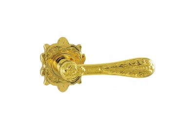 1155-1 Agata Class Door Handle on Rose Frosio Bortolo With Gold 24K Finishing