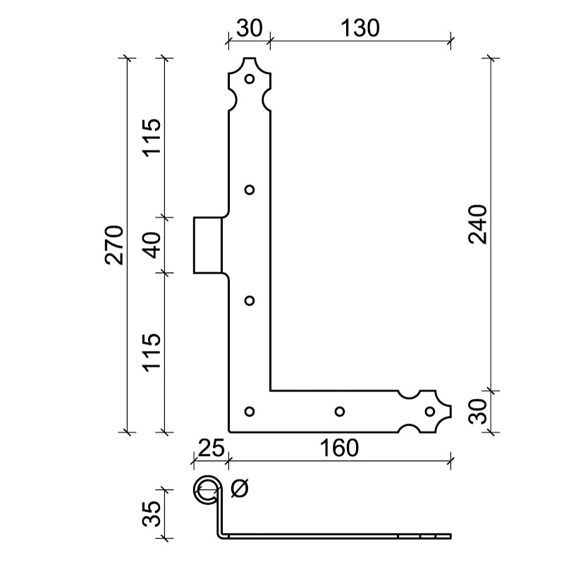 13bis CiFALL L Shape Hinge Neck 90° Shaped Hardware For Shutters