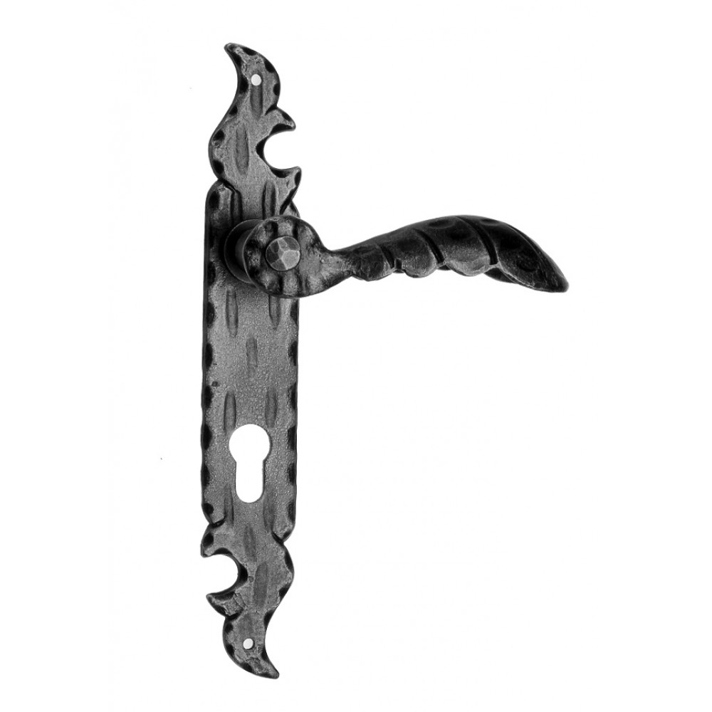 14 Galbusera Door Handle with Plate Artistic Wrought Iron