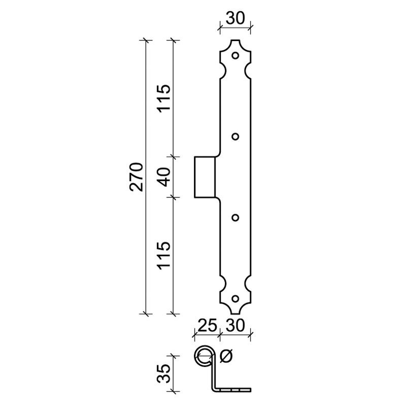 14bis CiFALL T Shape Hinge Neck 90° Shaped Hardware For Shutters