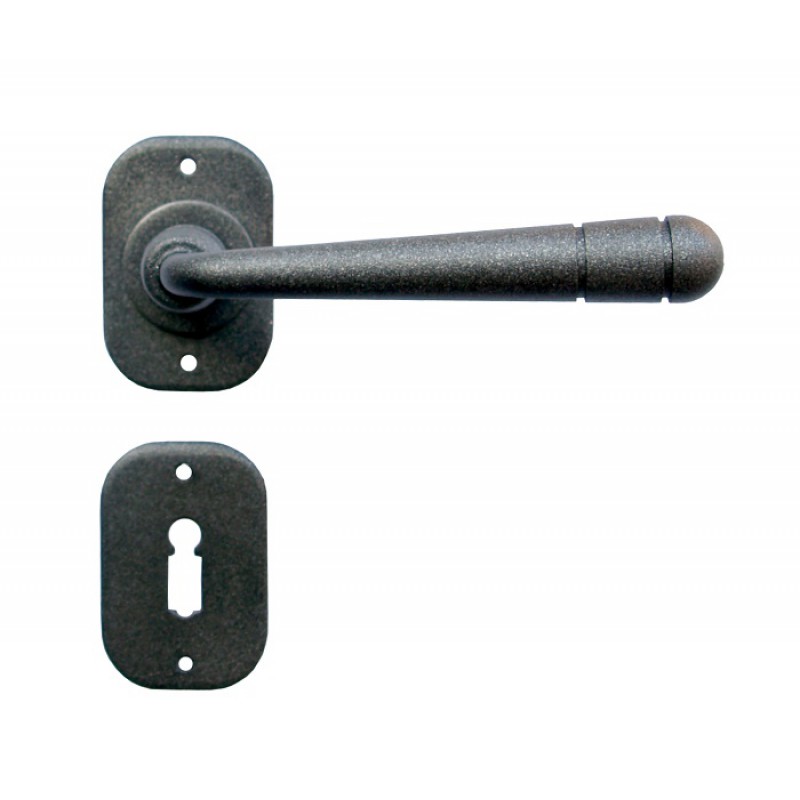 16 Galbusera Door Handle with Rosette and Escutcheon Artistic Wrought Iron