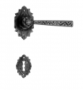 17 Galbusera Door Handle with Rosette and Escutcheon Artistic Wrought Iron