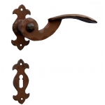 18 Galbusera Door Handle with Rosette and Escutcheon Artistic Wrought Iron
