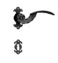 18 Galbusera Door Handle with Rosette and Escutcheon Artistic Wrought Iron